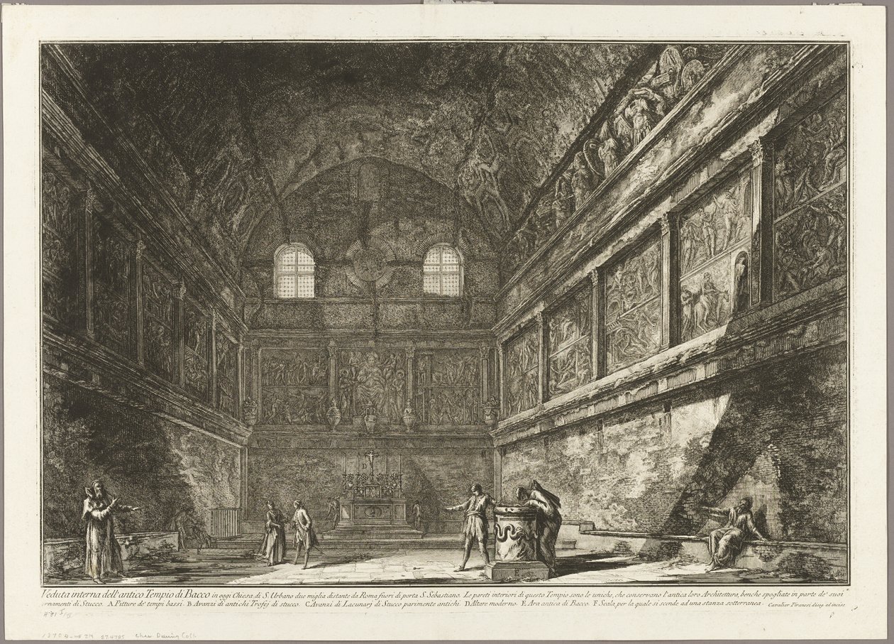 Vista interior do antigo Templo de Baco, agora a igreja de S. Urbano, duas milhas de Roma, de Vistas de Roma de Giovanni Battista Piranesi