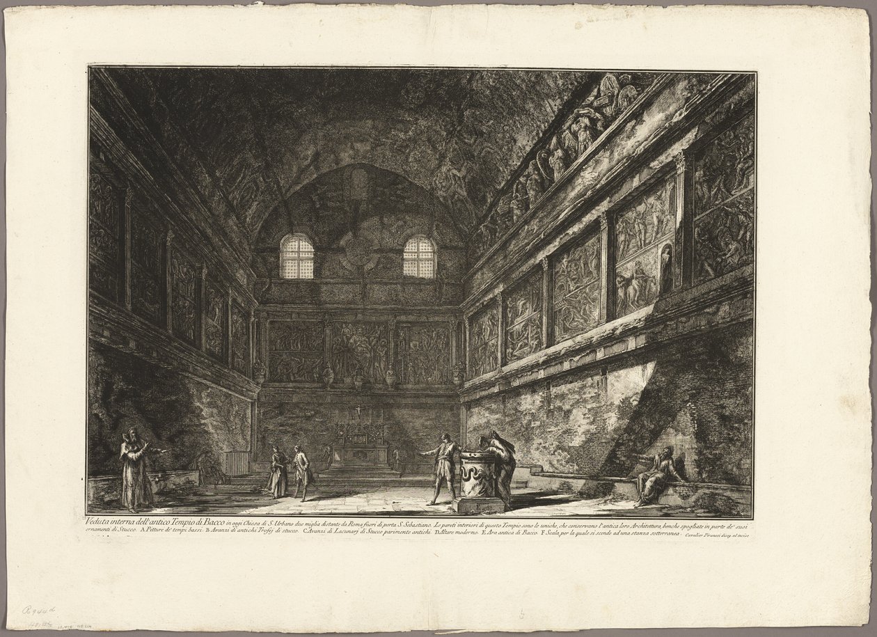 Vista interior do antigo Templo de Baco, agora a igreja de S. Urbano, duas milhas de Roma, de Vistas de Roma de Giovanni Battista Piranesi