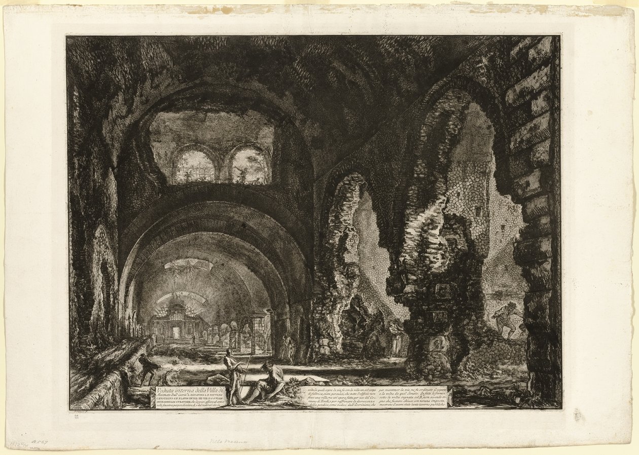 Vista interior da vila de Mecenas, de Vistas de Roma de Giovanni Battista Piranesi