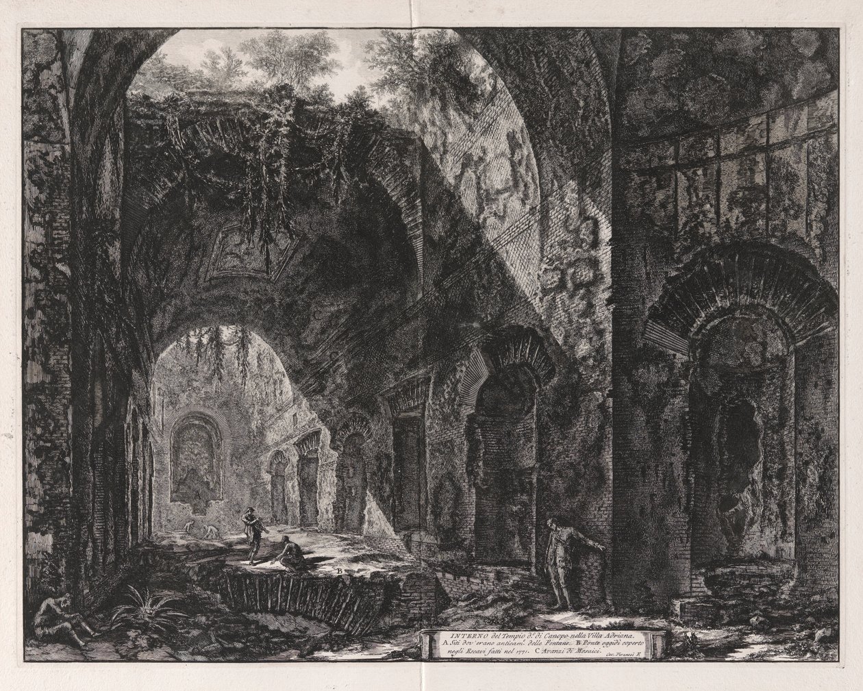 Interior do templo dito ser de Canopus em Adriano de Giovanni Battista Piranesi