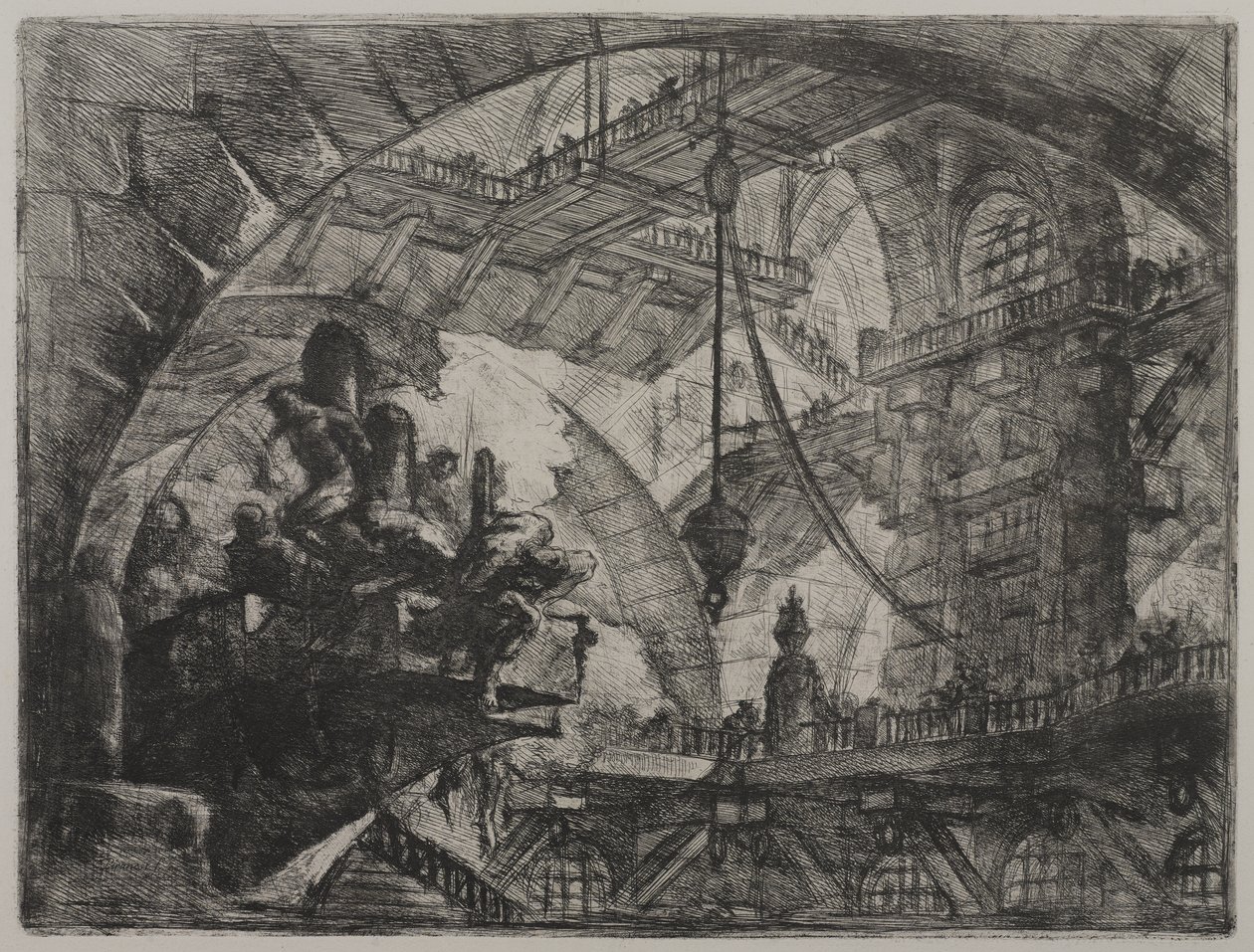 Invenzioni Capric di Carceri; Hind 13, First State of Three, c.1749 (gravura sobre papel avermelhado) de Giovanni Battista Piranesi