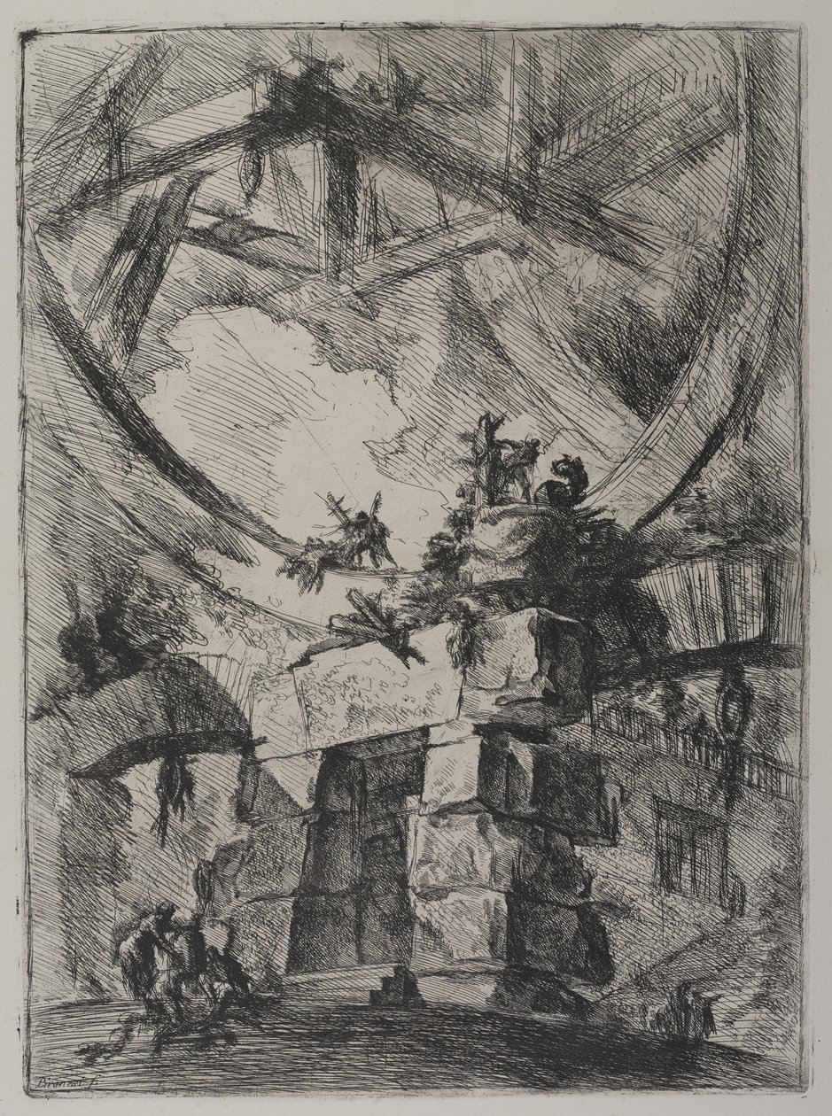 Invenzioni Capric di Carceri, Hind 9, First State of Three, c.1749 (gravura em papel vergado) de Giovanni Battista Piranesi