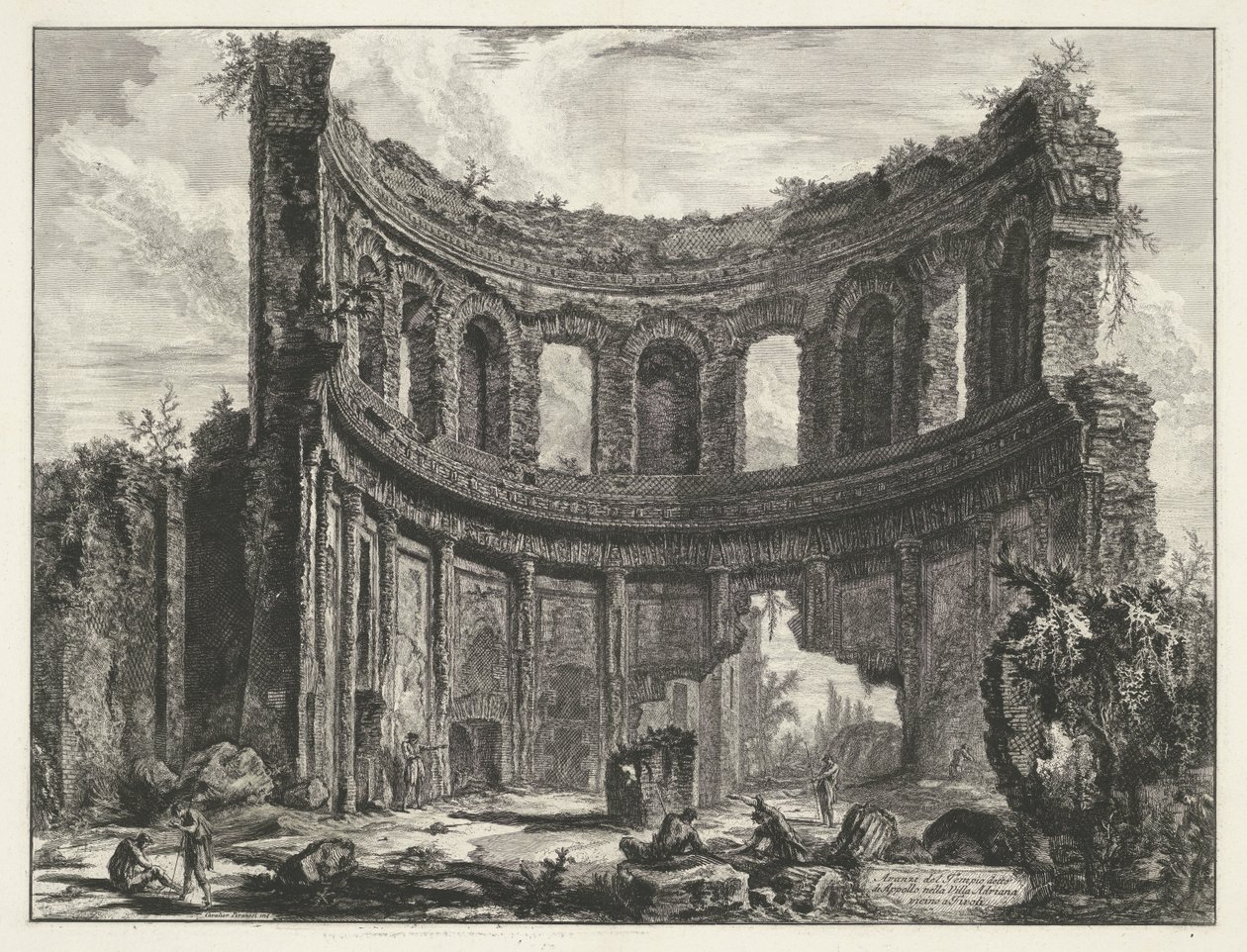 Kleine paleis em Villa Adriana te Tivoli
Restos do Templo conhecido como Appollo na Villa de Hadrian, perto de Tivoli (título sobre o objecto)
Gezichten op Rome (título da série)
Vistas de Roma desenhadas e gravadas pelo arquitecto Giambattista Piranesi de Giovanni Battista Piranesi