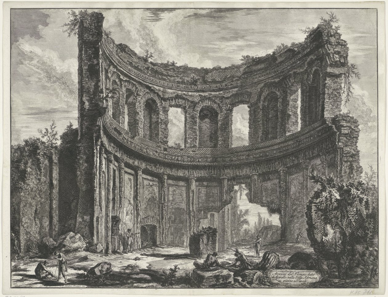 Kleine paleis em Villa Adriana te Tivoli Restos do Templo chamado Appollo na Villa de Adriano perto de Tivoli (título no objeto) Gezichten op Rome (título da série) Vistas de Roma projetadas e gravadas pelo arquiteto Giambattista Piranesi Ve (nez) iano (sé de Giovanni Battista Piranesi