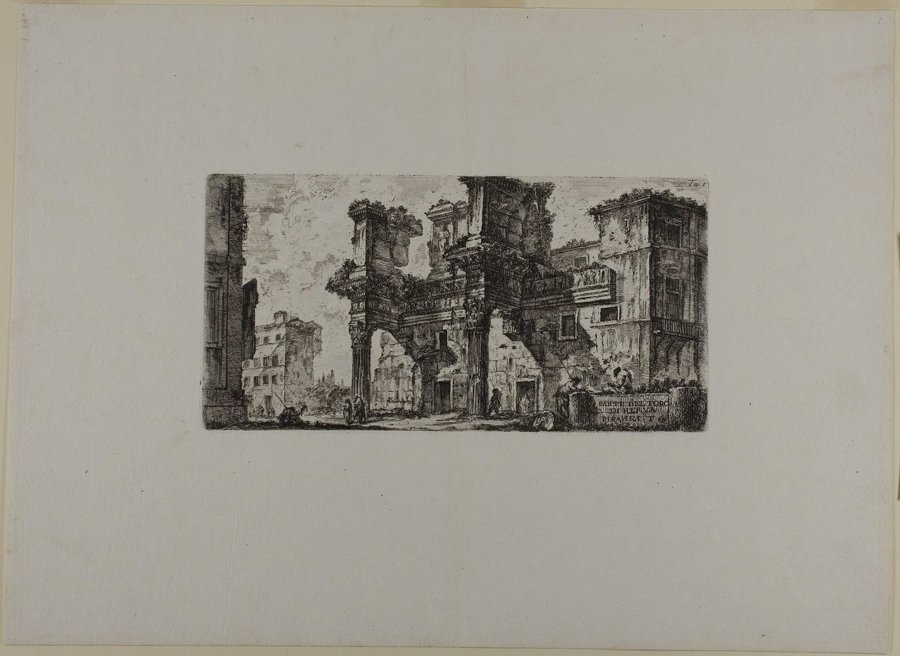 Parte do Fórum de Nerva, placa cinco de Algumas vistas dos Arcos do Triunfo e outros monumentos de Giovanni Battista Piranesi