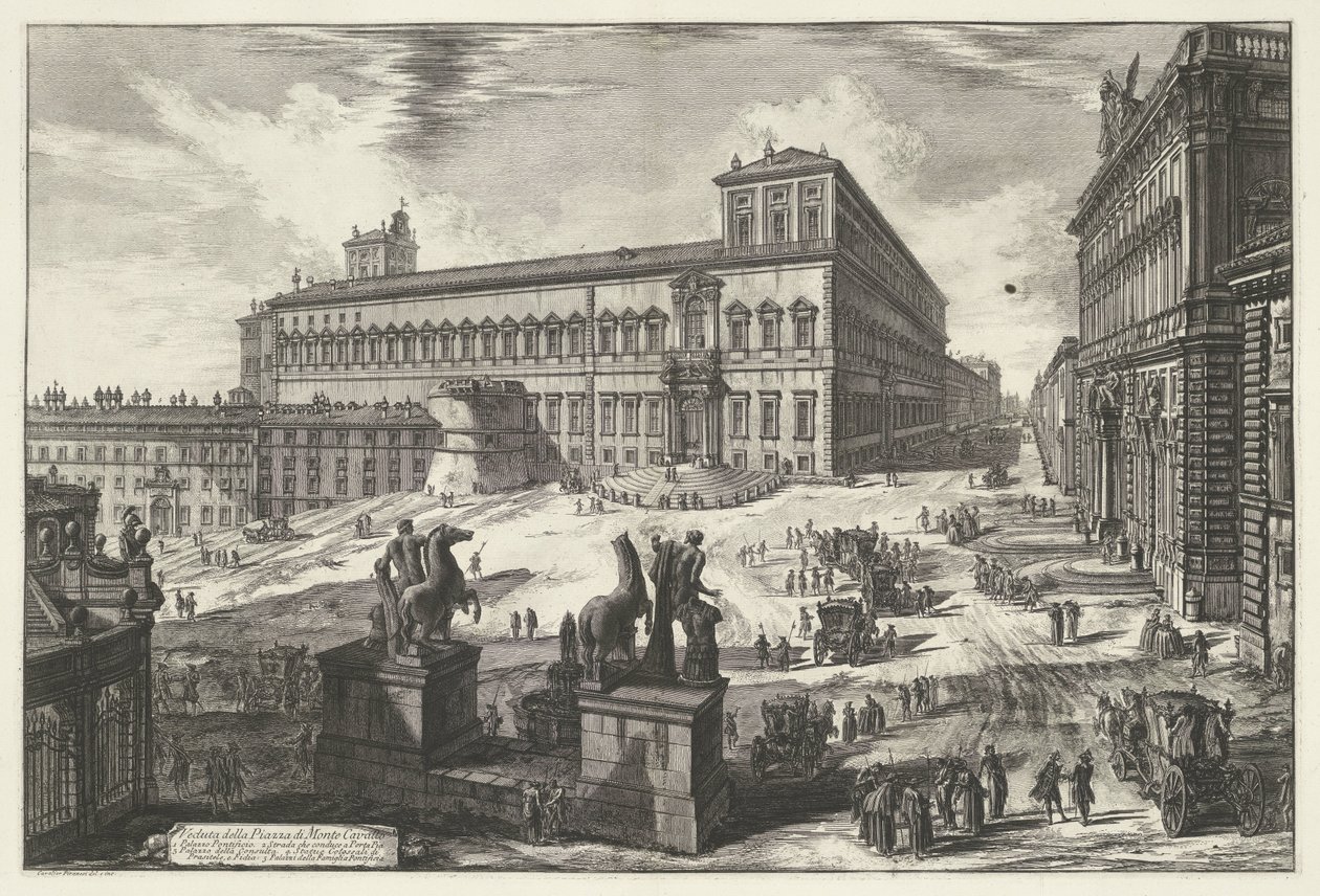 Piazza del Quirinale te Roma
Vista da Piazza di Monte Cavallo (título sobre o objecto)
Gezichten op Rome (título da série)
Vistas de Roma desenhadas e gravadas pelo arquitecto Giambattista Piranesi Ve(nez)iano (título da série) de Giovanni Battista Piranesi