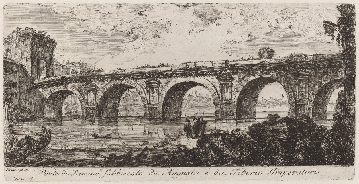 Ponte Rimino construída por Augusto e Imperador Tibério de Giovanni Battista Piranesi