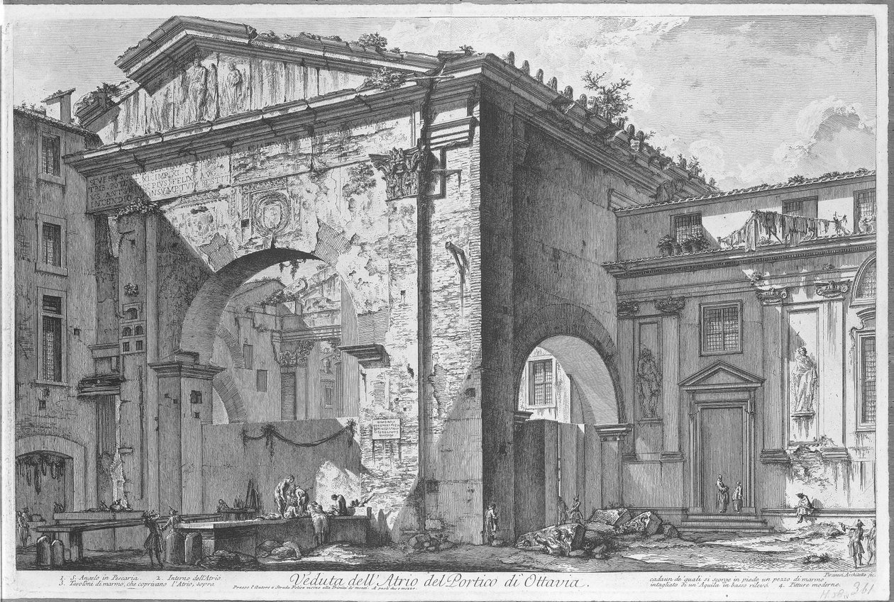 Porticus van Octavia te Rome
Vista do Átrio do Pórtico de Octavia (título sobre o objecto)
Gezichten op Rome (título da série)
Vistas de Roma desenhadas e gravadas pelo arquitecto Giambattista Piranesi Ve(nez)iano (título da série) de Giovanni Battista Piranesi