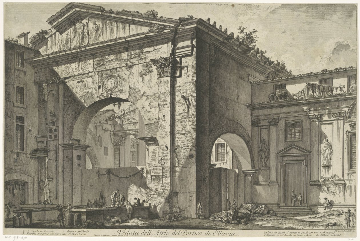 Porticus van Octavia te Rome
Vista do Átrio do Pórtico de Octavia (título sobre o objecto)
Gezichten op Rome (título da série)
Vistas de Roma desenhadas e gravadas pelo arquitecto Giambattista Piranesi Ve(nez)iano (título da série) de Giovanni Battista Piranesi