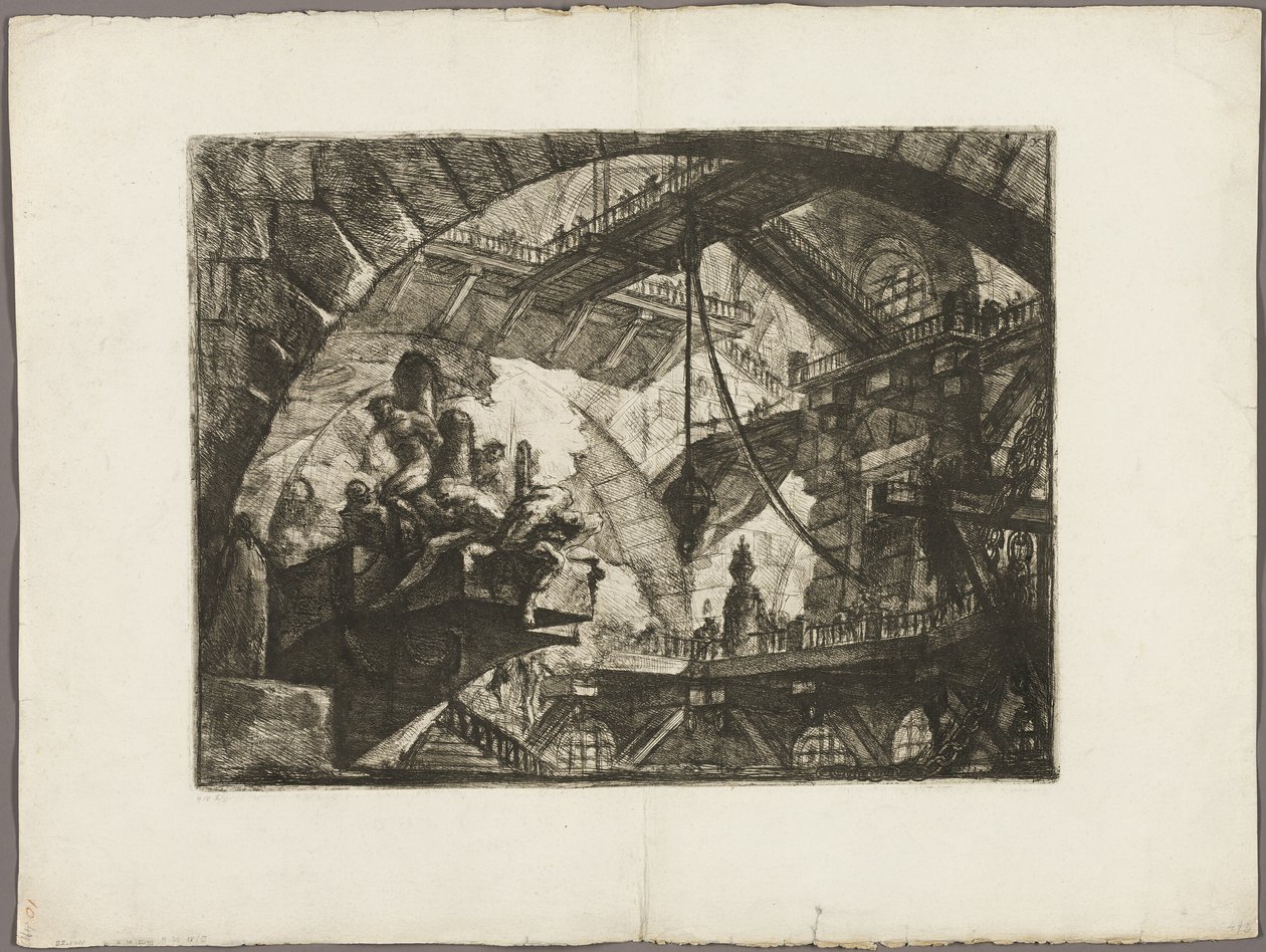 Prisioneiros em uma plataforma de projeção, placa 10 de prisões imaginárias de Giovanni Battista Piranesi