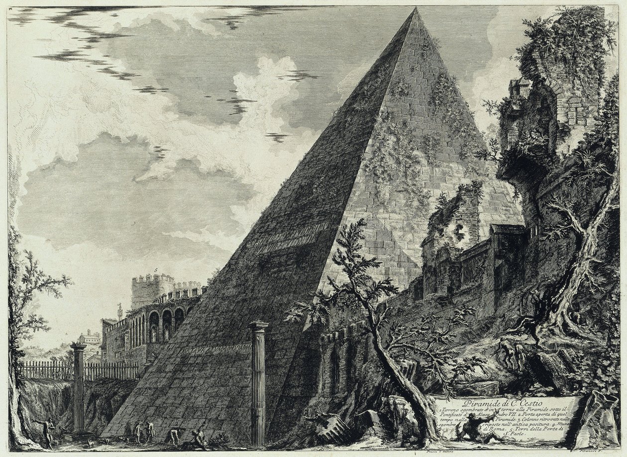 Pirâmide de Caio Céstio (de: Vedute di Roma) de Giovanni Battista Piranesi