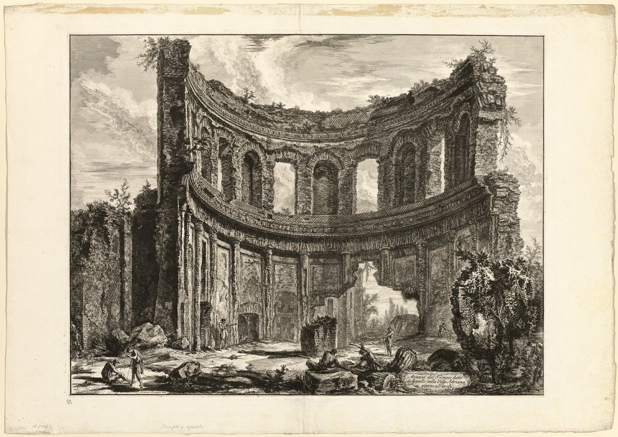 Vestígios do chamado Templo de Apolo na Villa de Adriano, Tivoli, a partir de Vistas de Roma de Giovanni Battista Piranesi