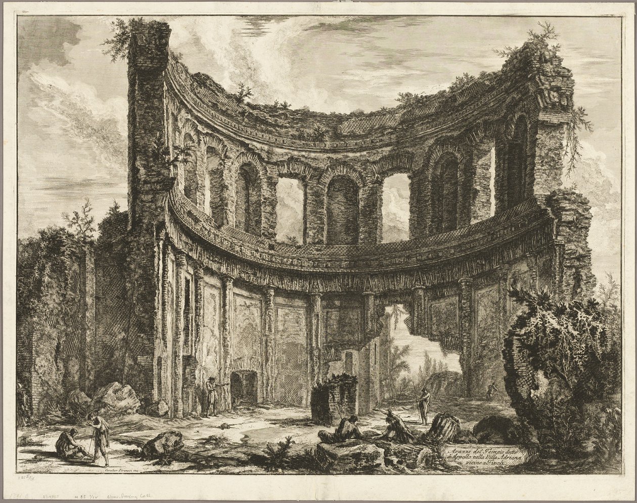 Vestígios do chamado Templo de Apolo na Villa de Adriano, Tivoli, a partir de Vistas de Roma de Giovanni Battista Piranesi
