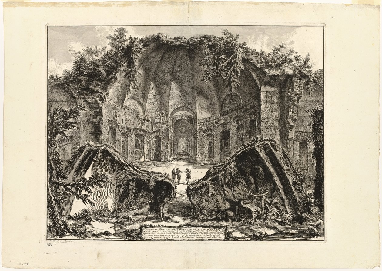 Vestígios do templo do deus Canopus na Villa de Adriano, Tivoli, de Vistas de Roma de Giovanni Battista Piranesi