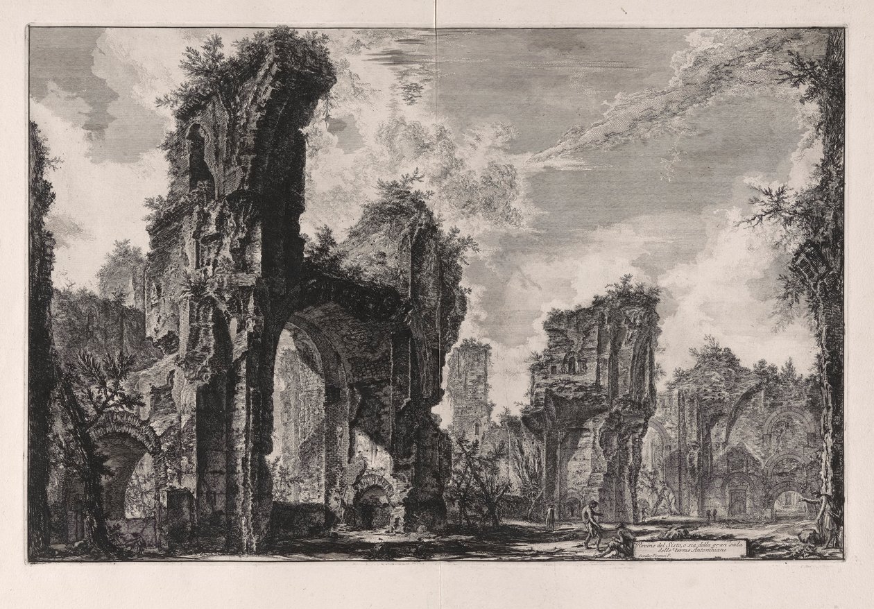 Rovine del Sisto, o sia della gran sala delle Terme Antoniniane (Ruínas do Xisto, ou Pode ser do Salão Central dos Banhos Antoninos [Banhos de Caracalla]) de Vedute di Roma (Vistas de Roma) de Giovanni Battista Piranesi