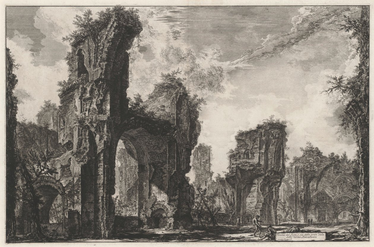 Ruínas do Sisto, ou da grande sala das Termas Antoninas de Giovanni Battista Piranesi