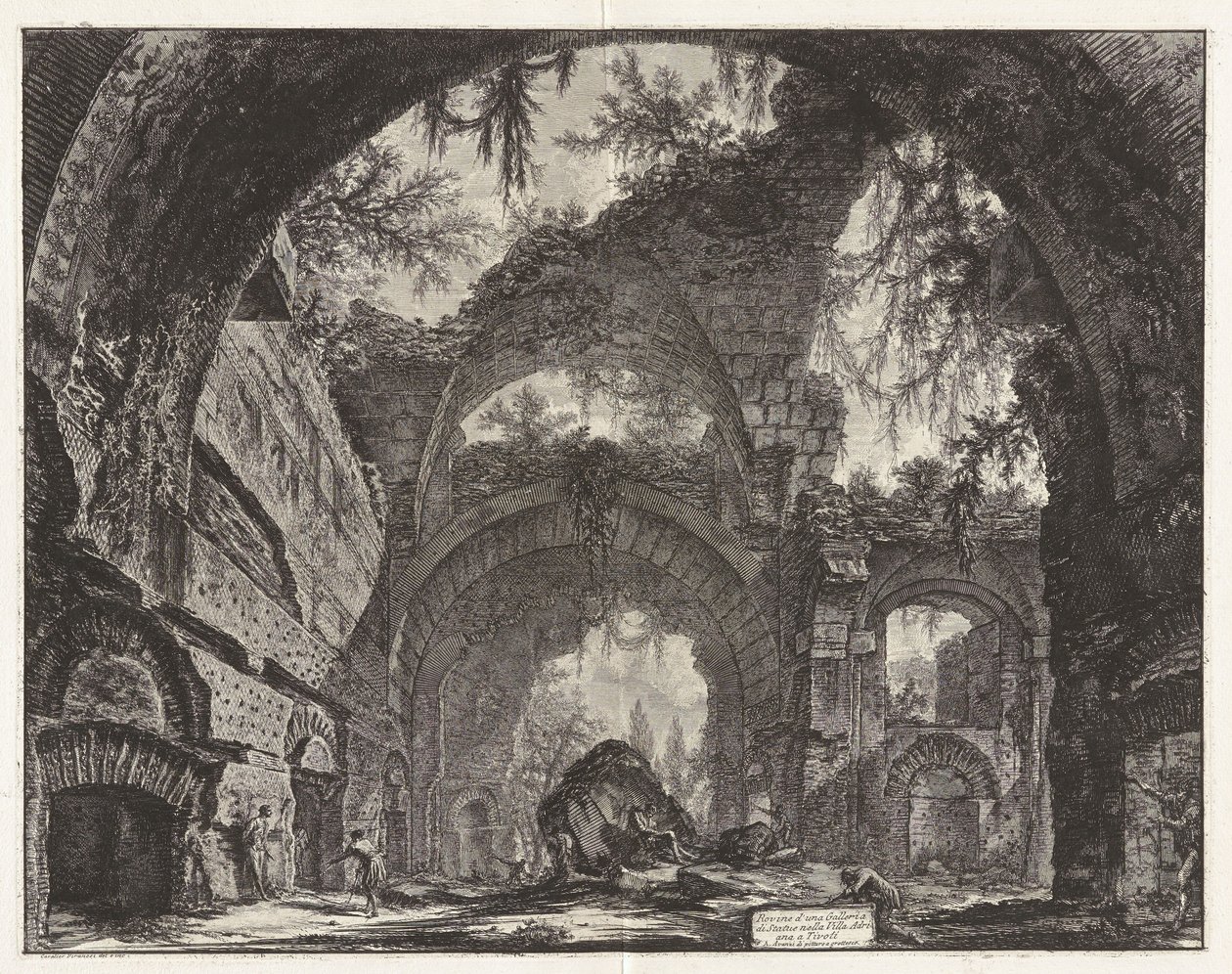 Ruínas de uma galeria de esculturas na Villa Adriana em Tivoli [na realidade as grandes termas], de Vedute di Roma (Vistas de Roma) de Giovanni Battista Piranesi