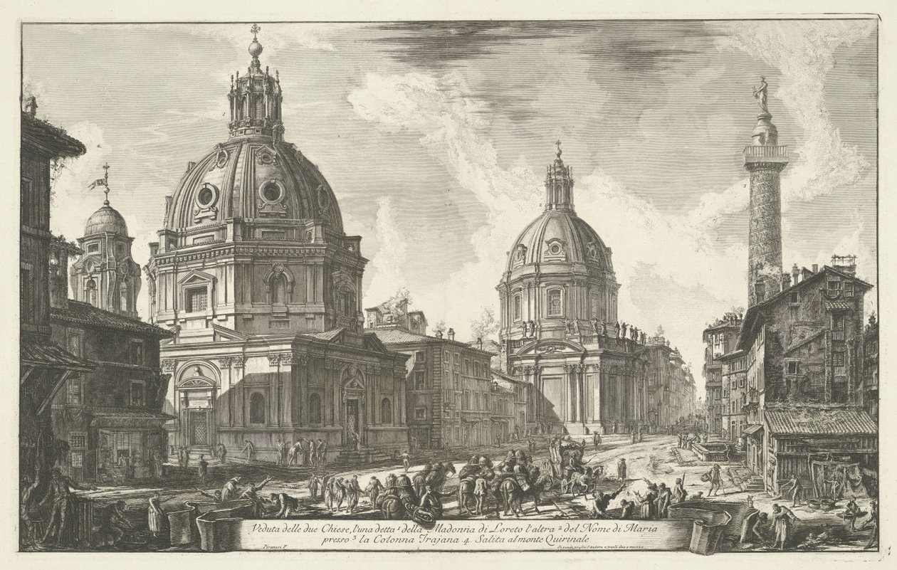Santa Maria di Loreto en de Santissimo Nome di Maria te Rome Vista das duas igrejas (...) (título no objeto) Gezichten op Rome (título da série) Vistas de Roma projetadas e gravadas pelo arquiteto Giambattista Piranesi Ve (nez) iano (título da série) de Giovanni Battista Piranesi