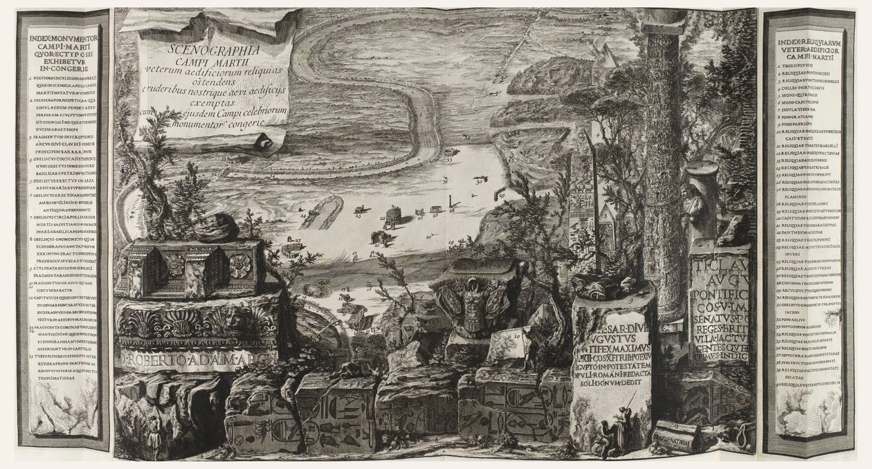 Scenographia Campi Martii, página do Campo Marzio da Roma Antiga de Giovanni Battista Piranesi