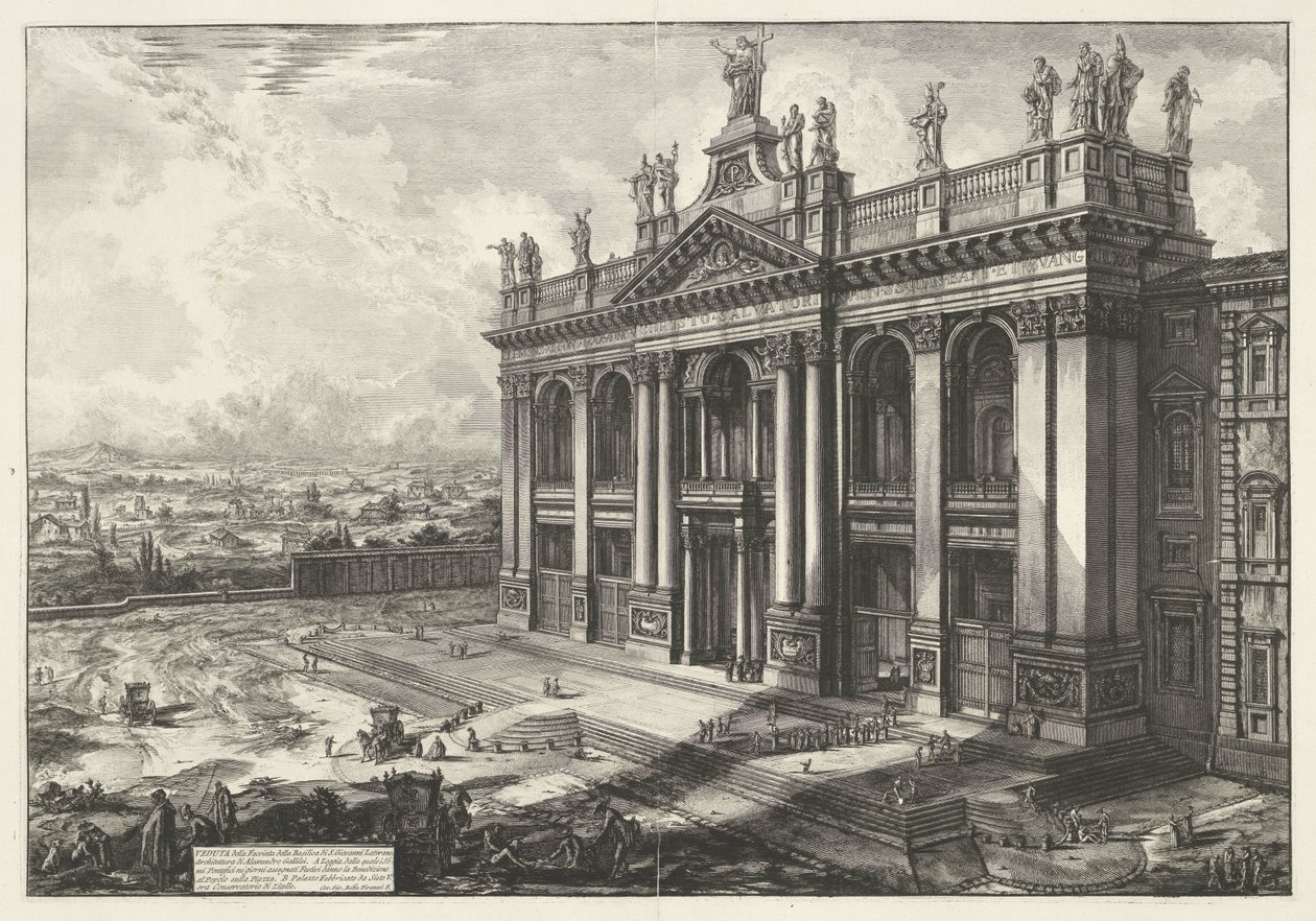 Sint-Jan van Lateranen te Rome
Veduta della Facciata della Basilica di S. Giovanni Laterano (...) (título sobre o objecto)
Gezichten op Rome (título da série)
Vistas de Roma desenhadas e gravadas pelo arquitecto Giambattista Piranesi Ve(nez)iano (título de Giovanni Battista Piranesi