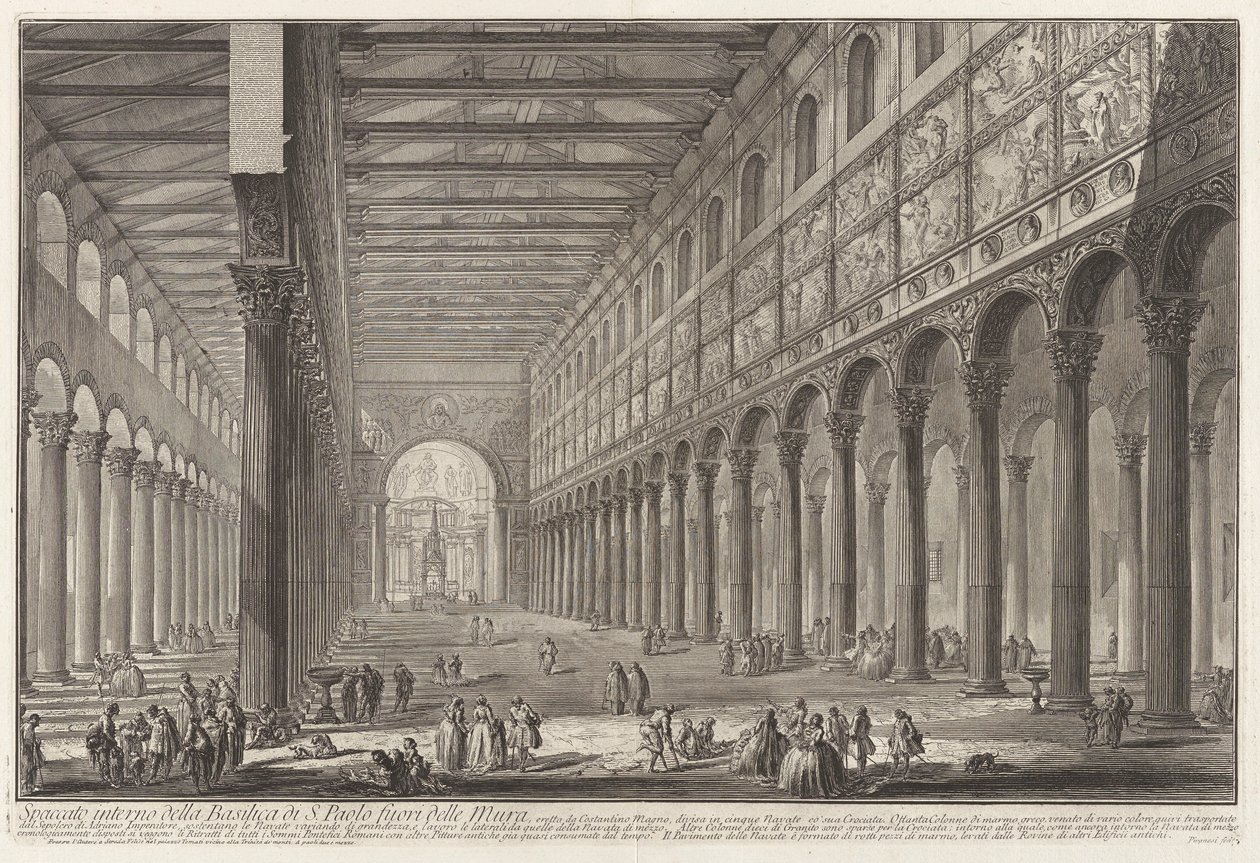 Vista interior da Basílica de São Paulo Fora dos Muros de Giovanni Battista Piranesi
