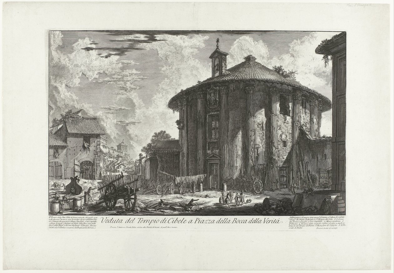 Tempel van Hercules Invictus te Rome (título sobre o objecto)
Vista do Templo de Cybele na Piazza della Bocca della Verità (título sobre o objecto)
Gezichten op Rome (título da série)
Vistas de Roma desenhadas e gravadas pelo arquitecto Giambattista Pir de Giovanni Battista Piranesi