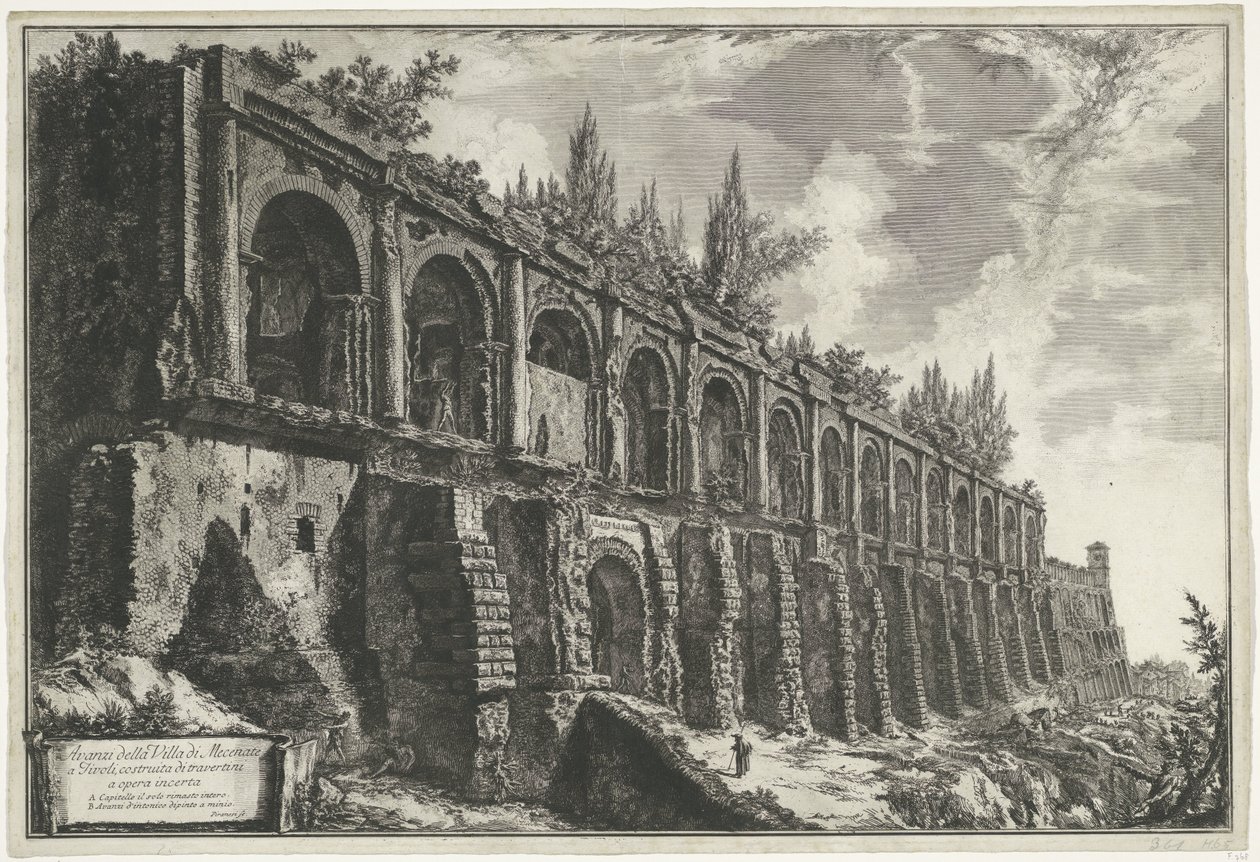 Tempel van Hercules Victor te Tivoli
Restos da Villa de Maecenas em Tivoli, construída de travertino com obra incerta (título sobre o objecto)
Gezichten op Rome (título da série)
Vistas de Roma desenhadas e gravadas pelo arquitecto Giambattista Piranesi de Giovanni Battista Piranesi
