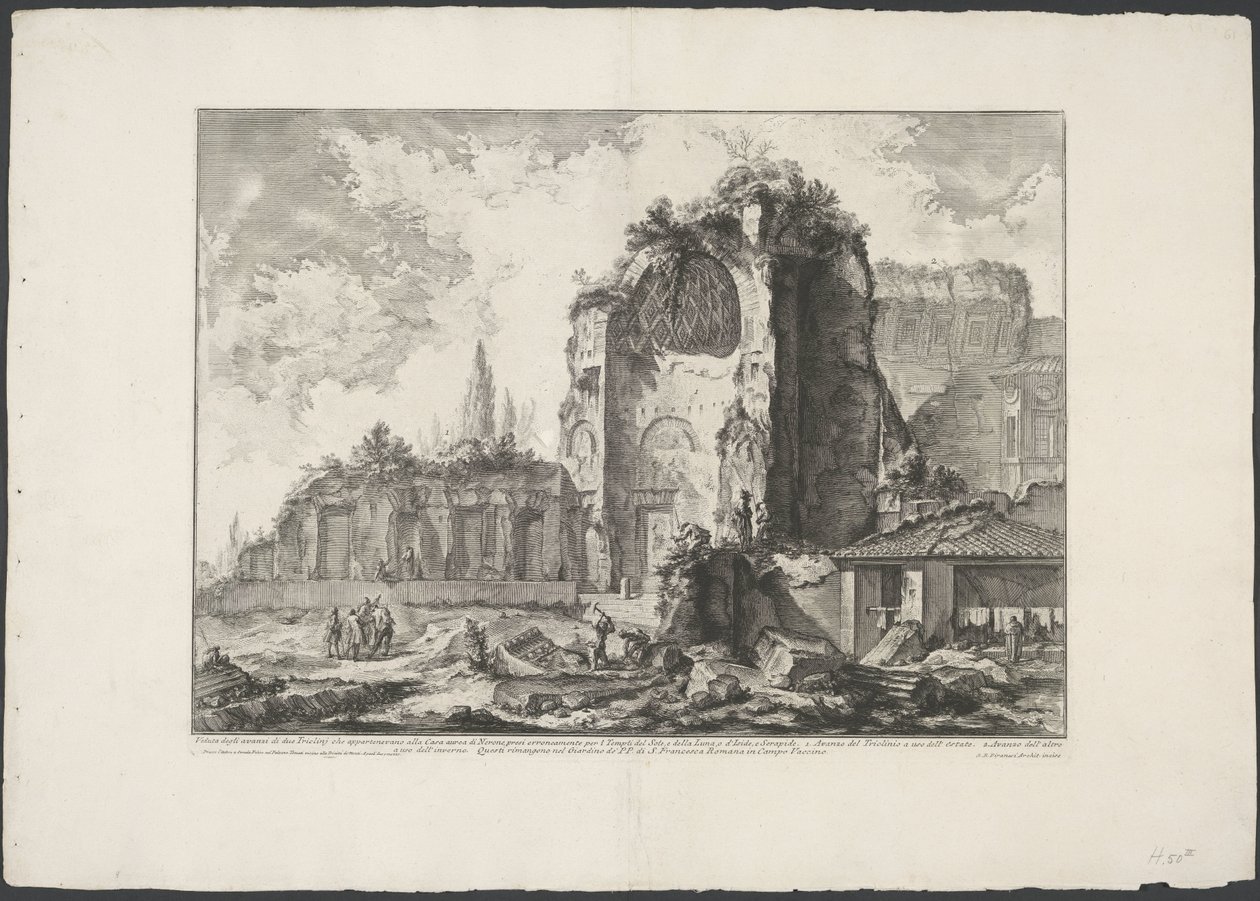 Tempel van Venus en Roma te Roma
Vista dos restos de dois Triclini que pertenceram à Casa de Ouro de Nero (...) (título sobre o objecto)
Gezichten op Rome (título da série)
Vistas de Roma desenhadas e gravadas pelo arquitecto Giambattista Piranesi Ve(ne de Giovanni Battista Piranesi