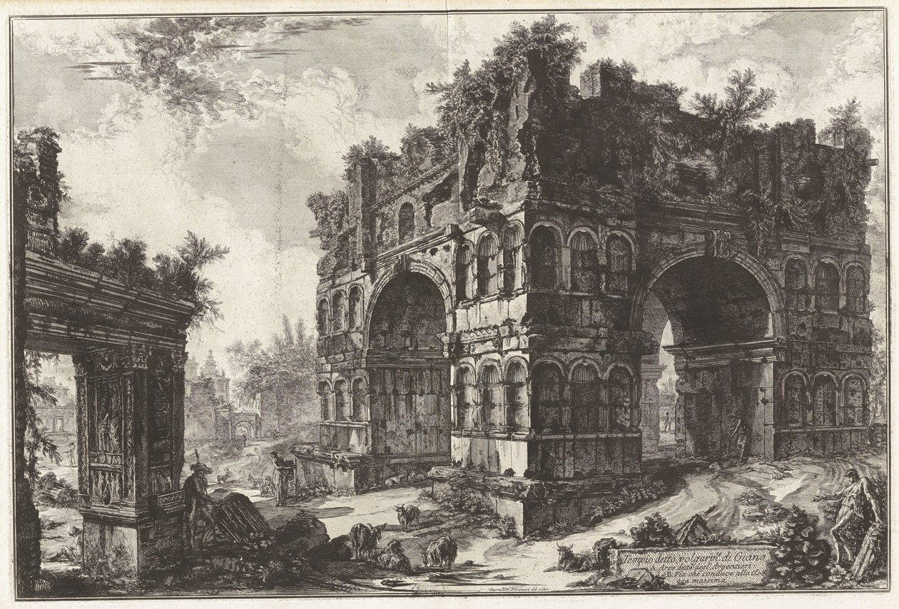 O chamado Templo de Jano. A. O chamado Arco dos Argentarii, de Vedute di Roma (Vistas de Roma) de Giovanni Battista Piranesi