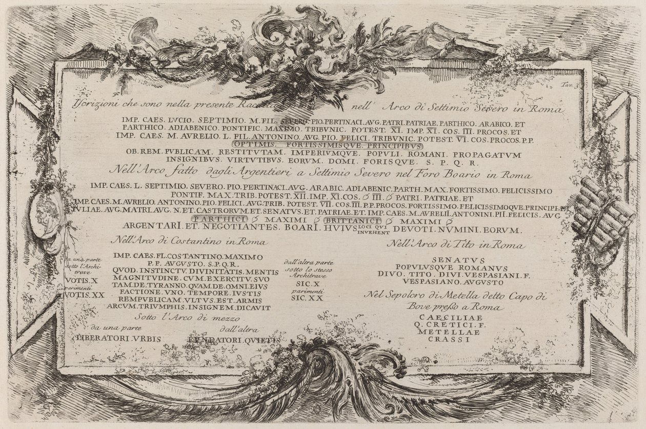 Placa de texto de Giovanni Battista Piranesi