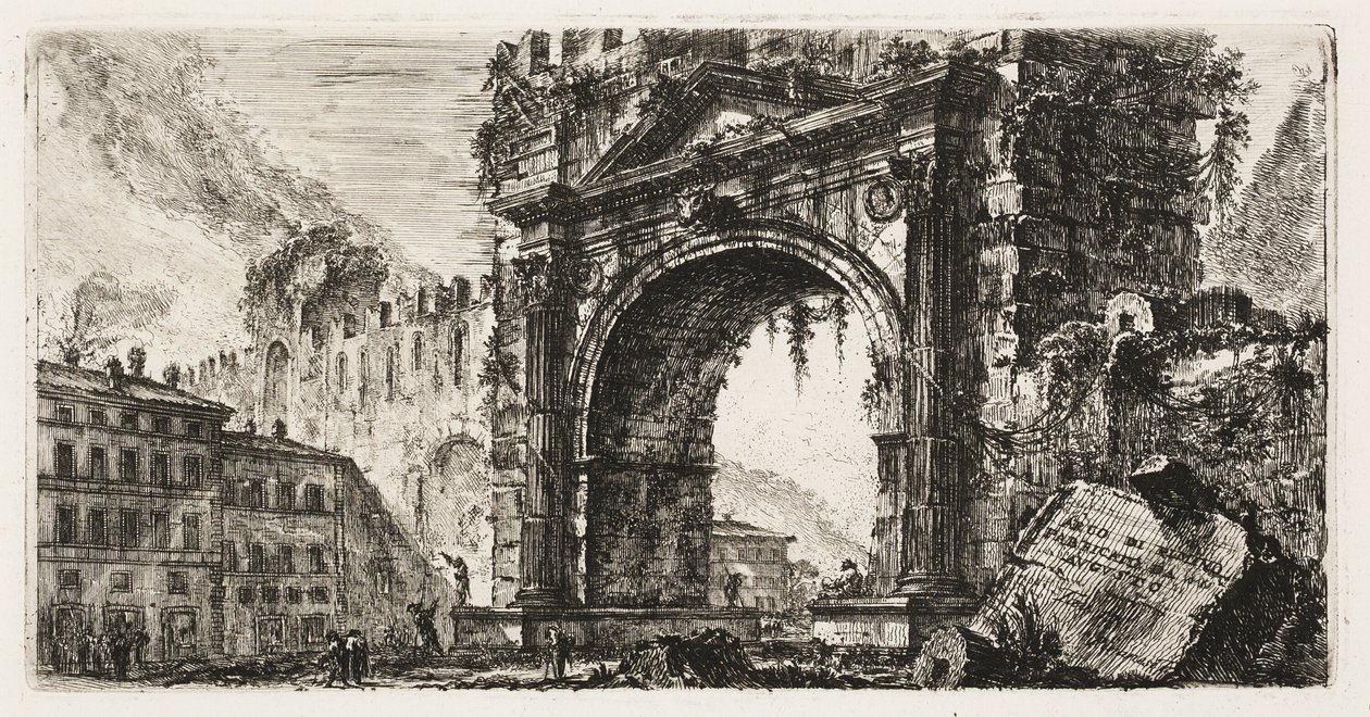 O Arco de Rimini construído por Augusto, placa 17 de Algumas Vistas dos Arcos do Triunfo e outros monumentos de Giovanni Battista Piranesi