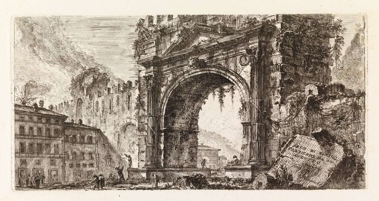 O Arco de Augusto em Rimini, da série Alcune vedute di Archi Trionfali, ed altri monumenti de Giovanni Battista Piranesi