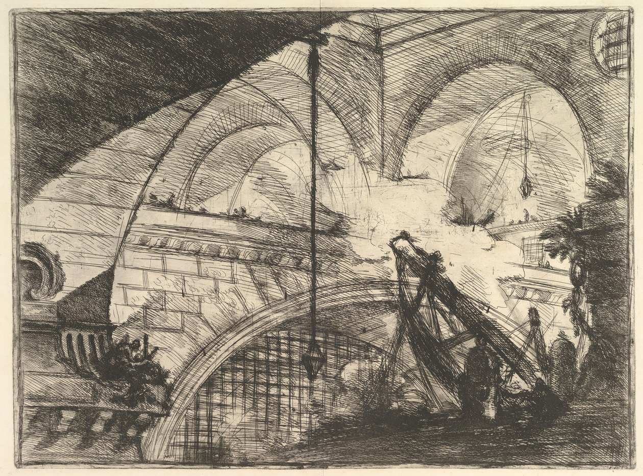 O arco com um ornamento de concha, da Carceri dinvenzione Imaginary Prisons, ca. 1749-50. de Giovanni Battista Piranesi