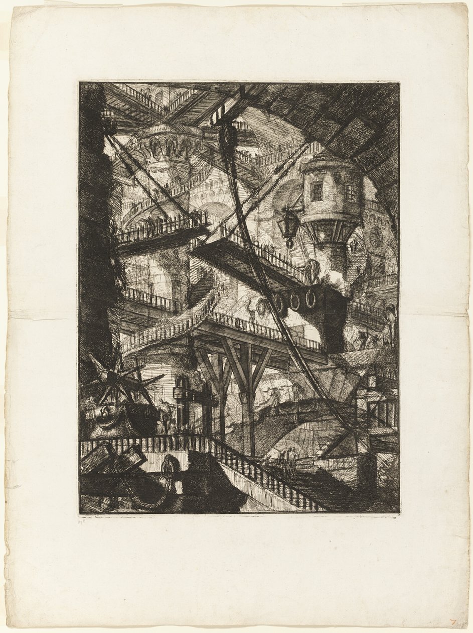 A ponte levadiça, placa 7 de prisões imaginárias de Giovanni Battista Piranesi