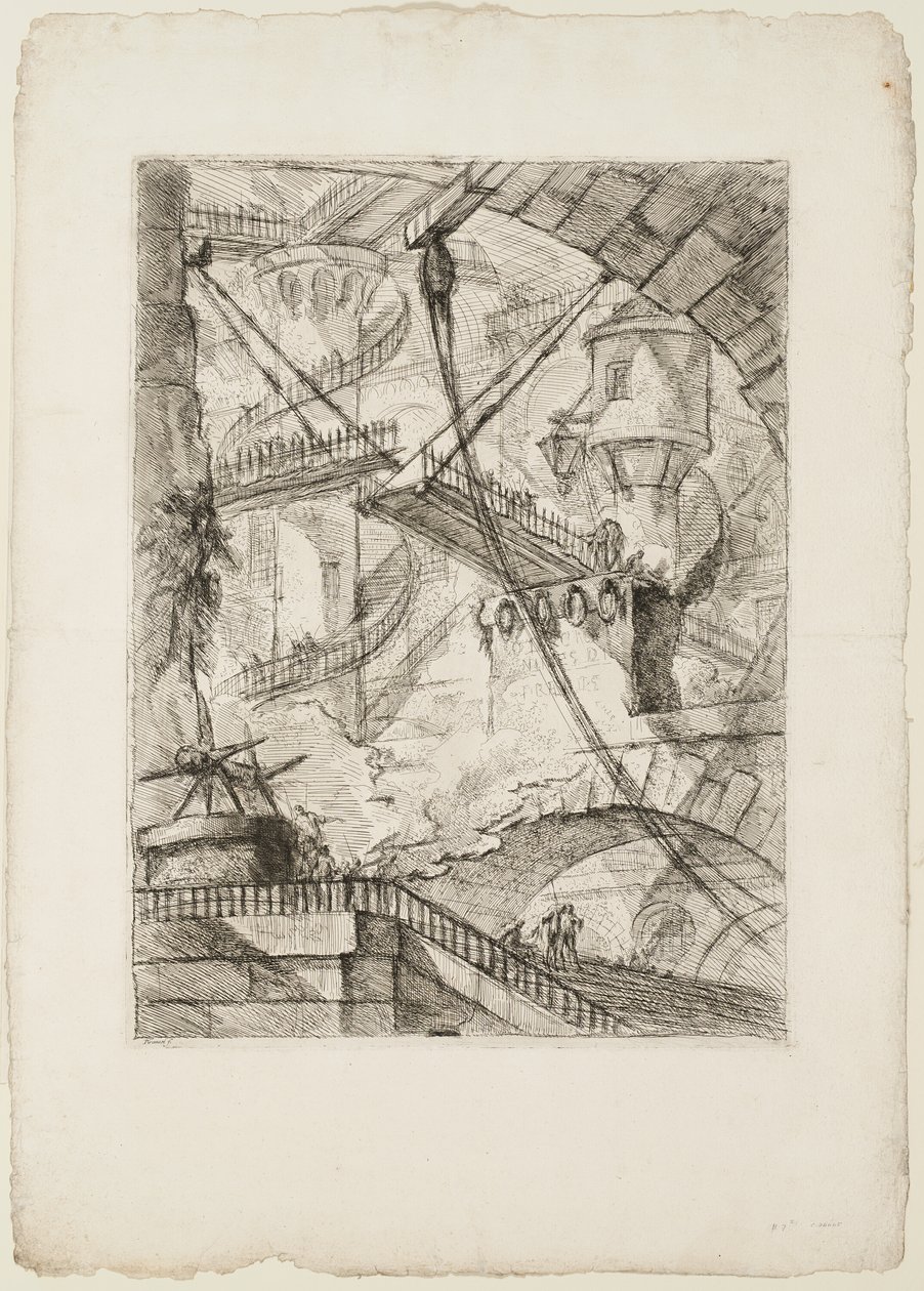 A ponte levadiça, placa 7 de prisões imaginárias de Giovanni Battista Piranesi