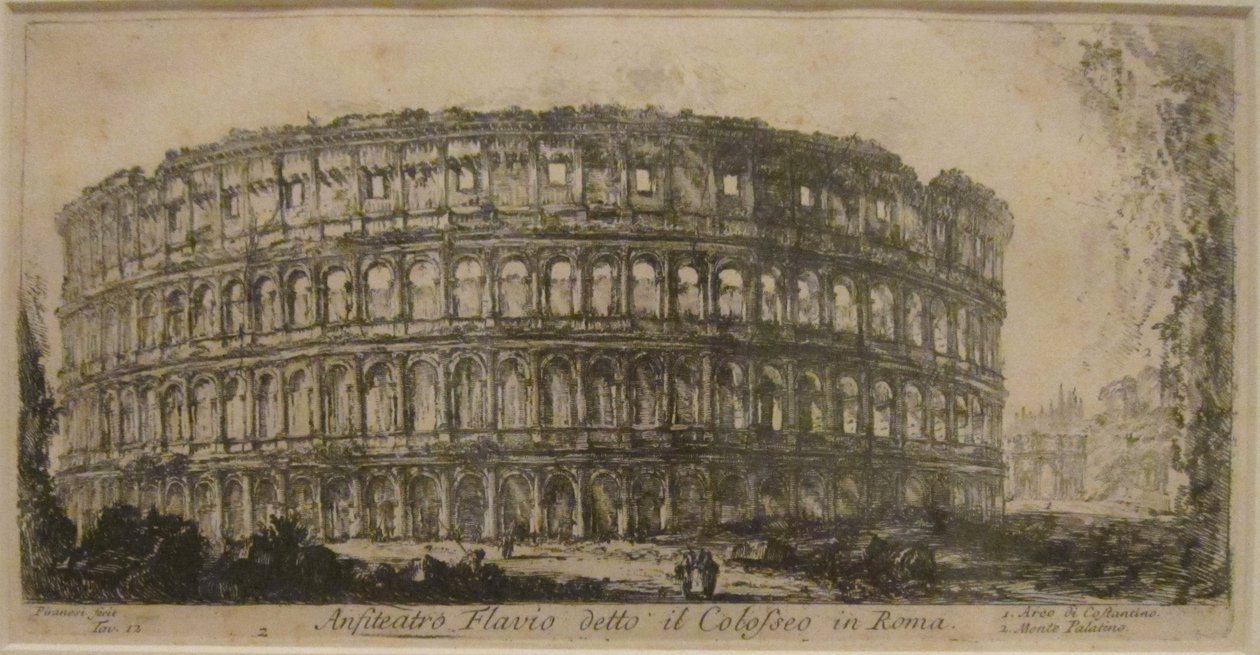 "O Anfiteatro Flaviano" de "Vistas de Roma" de Piranesi, gravura, Museu de Arte de Honolulu de Giovanni Battista Piranesi
