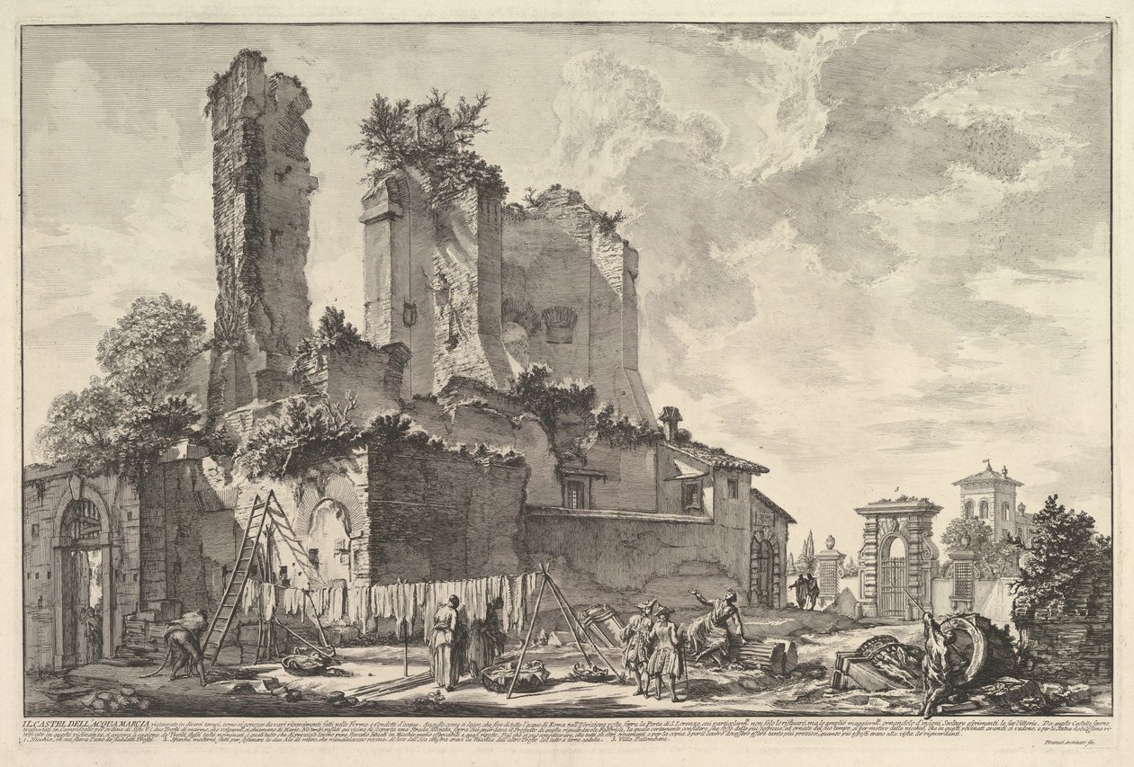 A Fonte Aqua Giulia Vistas do excedente do Castelo Aqua Giulia, ca. 1753 de Giovanni Battista Piranesi