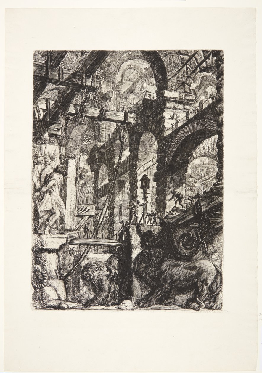 Os baixos-relevos do leão de Giovanni Battista Piranesi