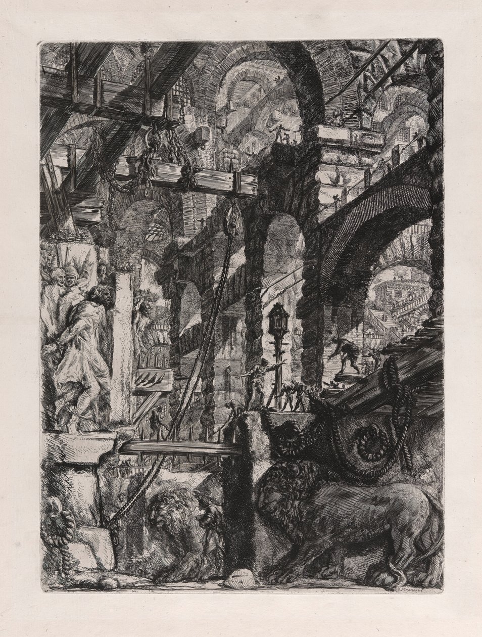 The Lion Bas-Reliefs, placa 5 de Carceri d de Giovanni Battista Piranesi