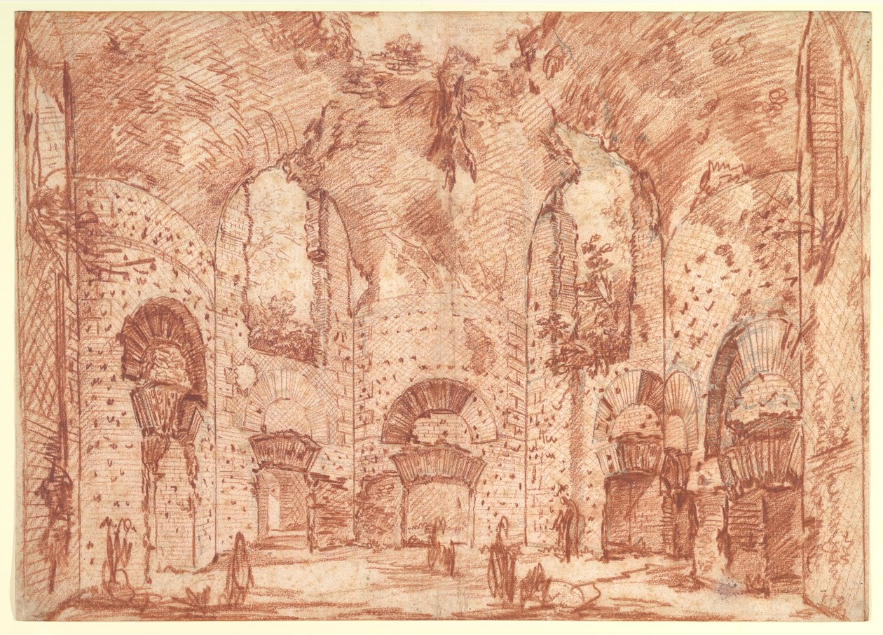 A sala octogonal nas Pequenas Termas da Villa de Adriano (Tivoli) de Giovanni Battista Piranesi