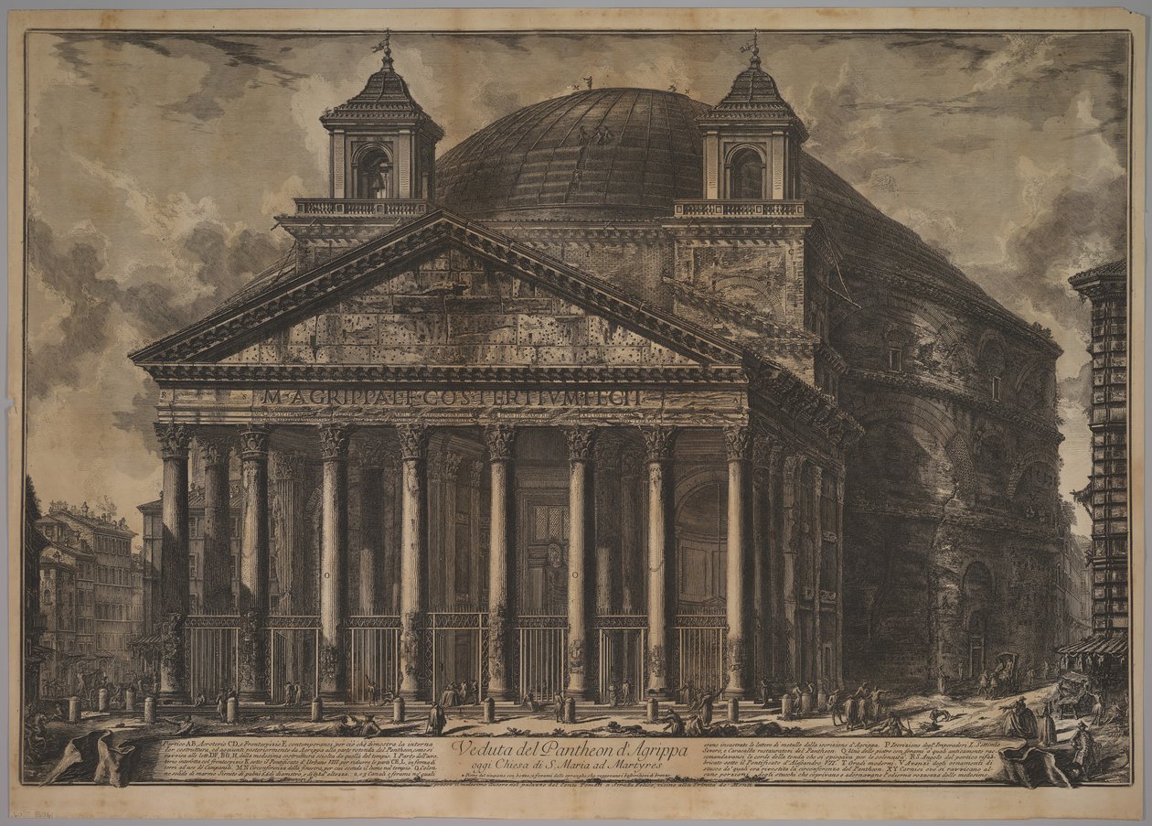 O Panteão Exterior Vista do Panteão de Agripa hoje Igreja de S. Maria ad Mártires, 1720-78. de Giovanni Battista Piranesi