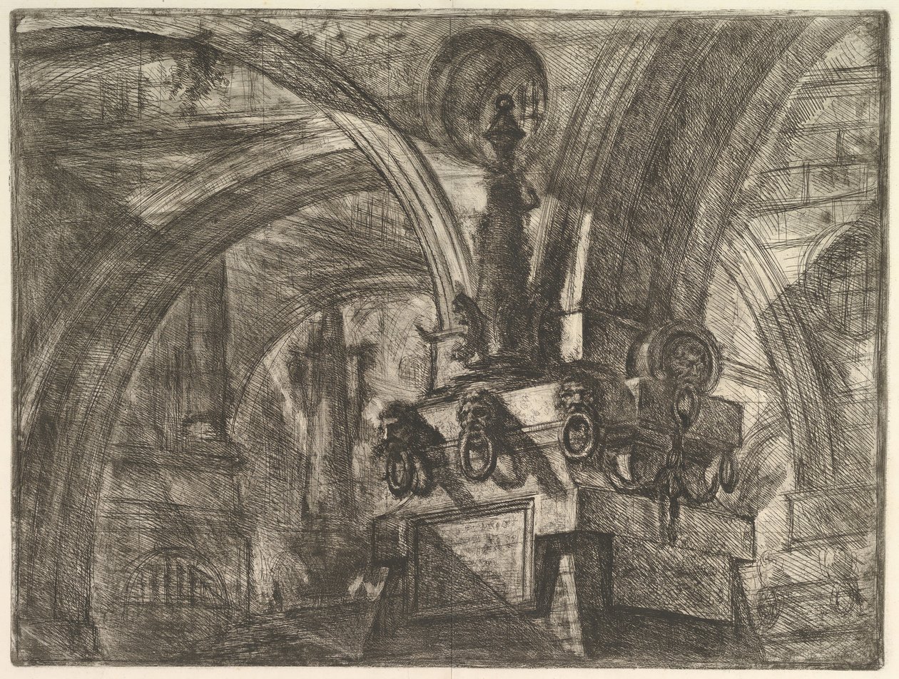 O píer com uma lâmpada, da Carceri dinvenzione Imaginary Prisons, ca. 1749-50. de Giovanni Battista Piranesi