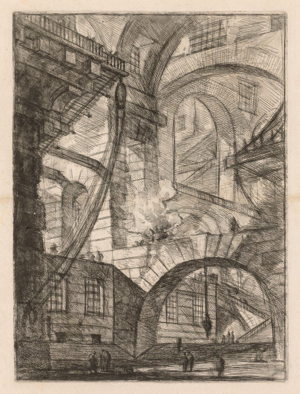 As Prisões: Uma Perspectiva dos Arcos com Fogo de Fumaça, 1745-1750. de Giovanni Battista Piranesi