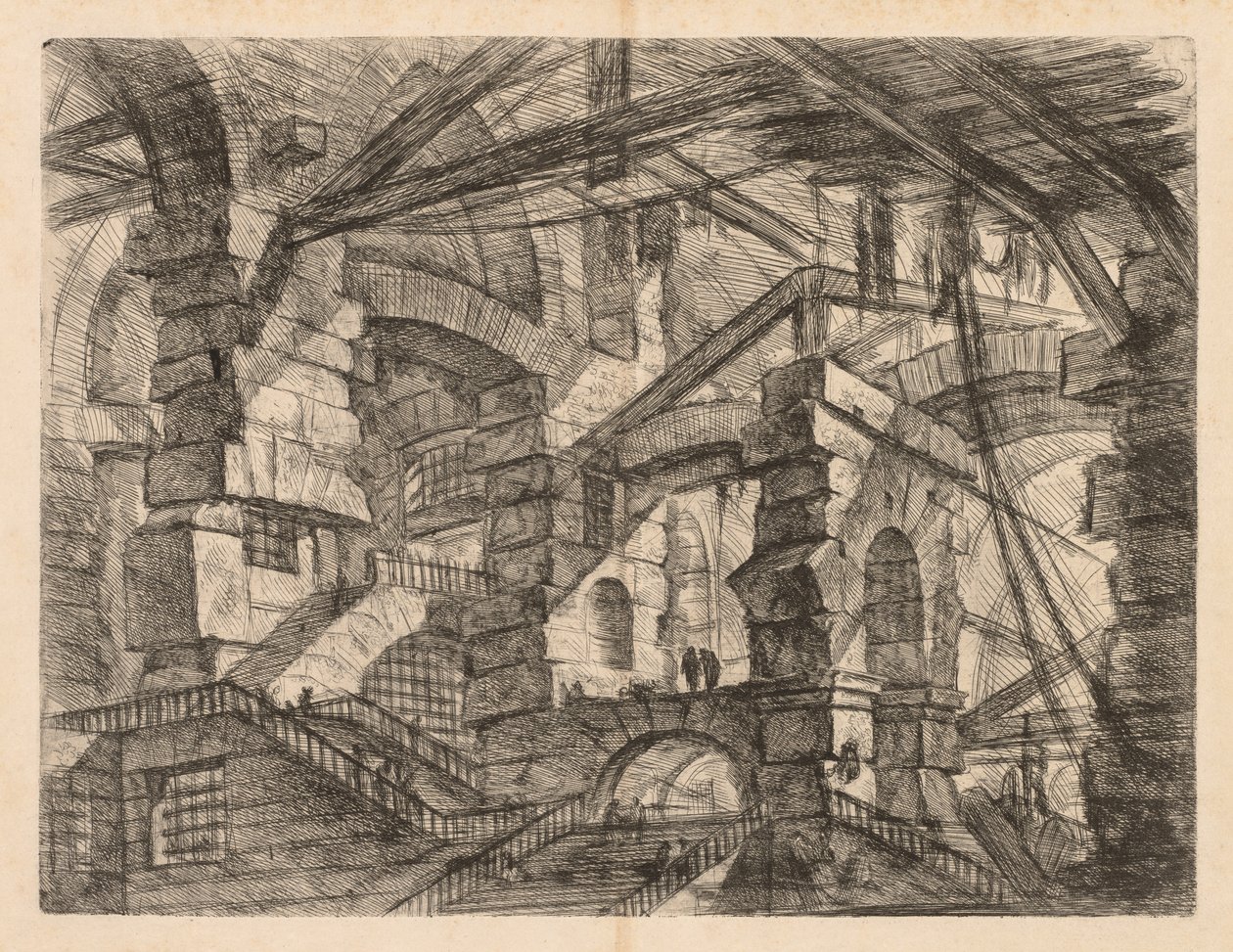 As Prisões: Uma Perspectiva das Colunatas com Escadaria em Zig-Zag, 1745-1750. de Giovanni Battista Piranesi