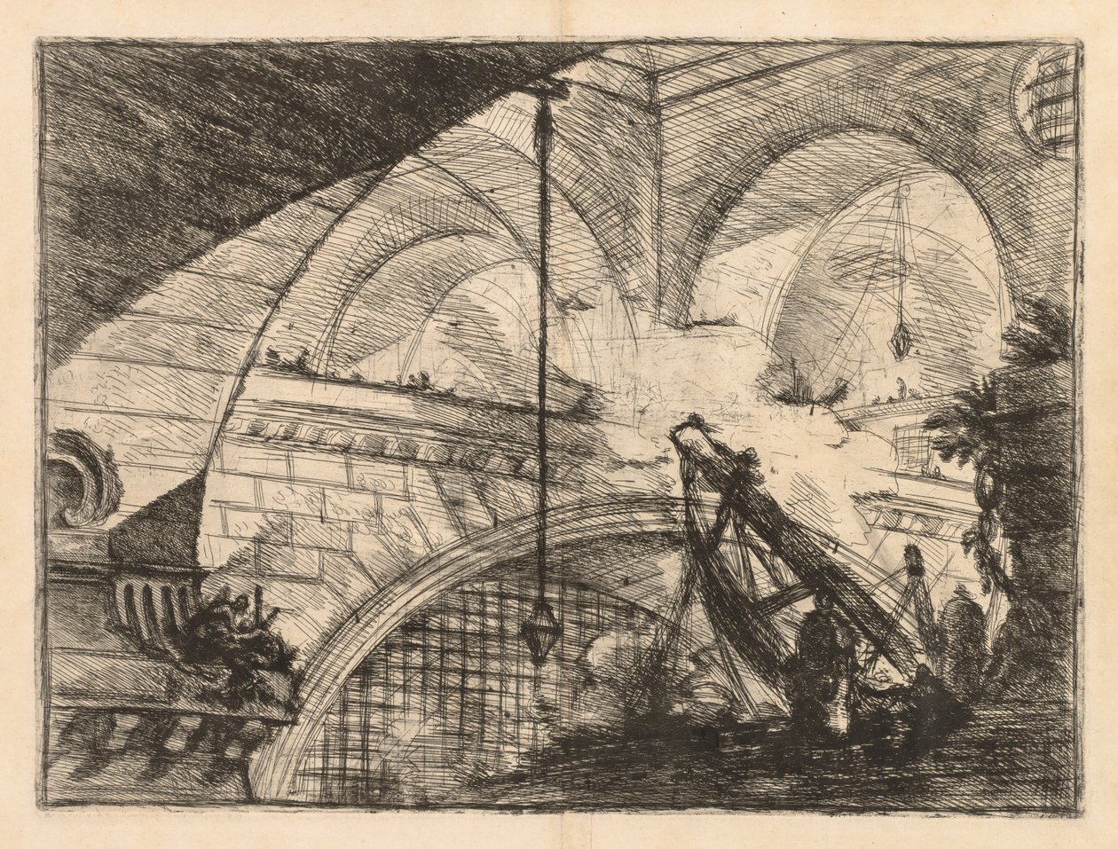 As prisões: uma série de galerias com construção de vigas em forma de guindaste de Giovanni Battista Piranesi