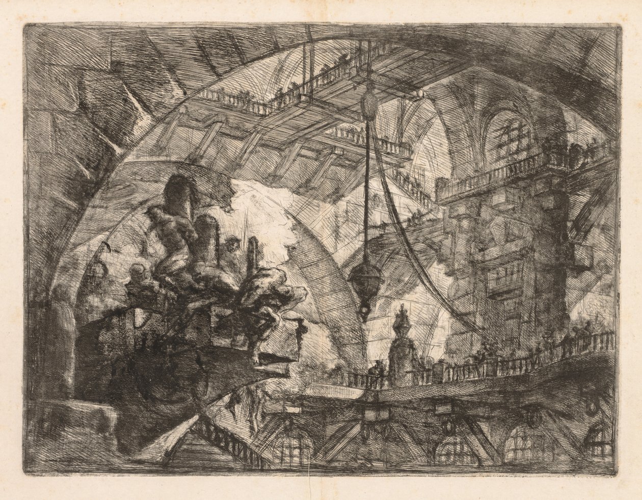 As Prisões: Uma Vasta Galeria com um Grupo de Prisioneiros de Giovanni Battista Piranesi