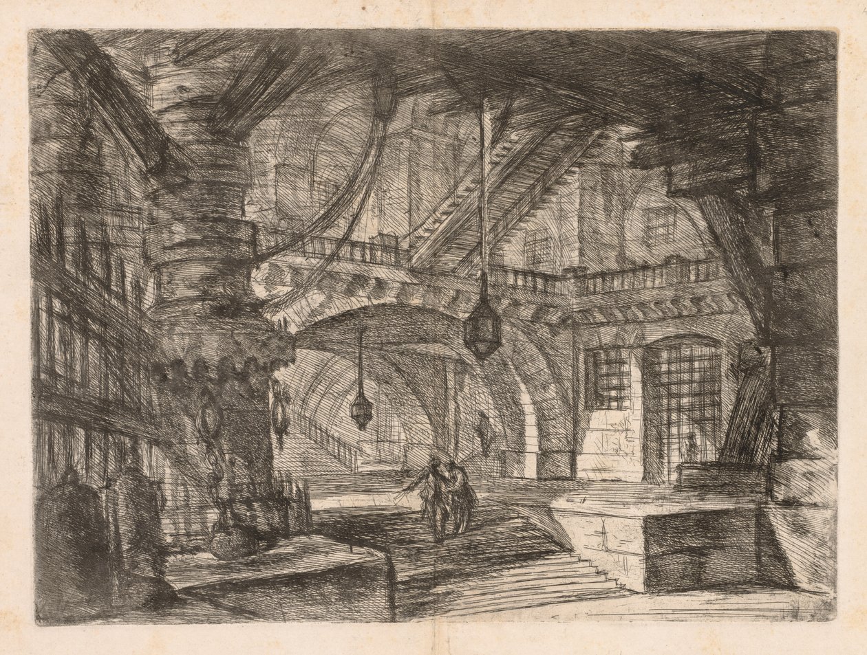 As prisões: um amplo salão com lanternas de Giovanni Battista Piranesi