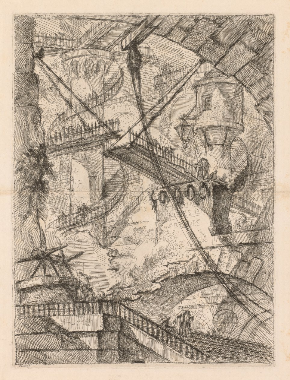 As Prisões: Um Interior Imenso com uma Ponte Levadiça de Giovanni Battista Piranesi