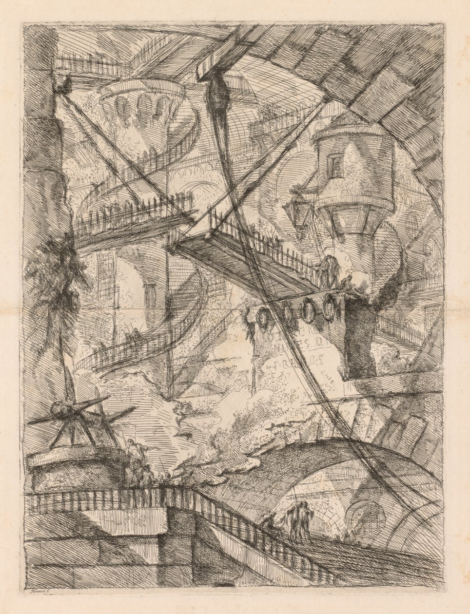 As prisões: um imenso interior com uma ponte levadiça, 1745-1750. de Giovanni Battista Piranesi