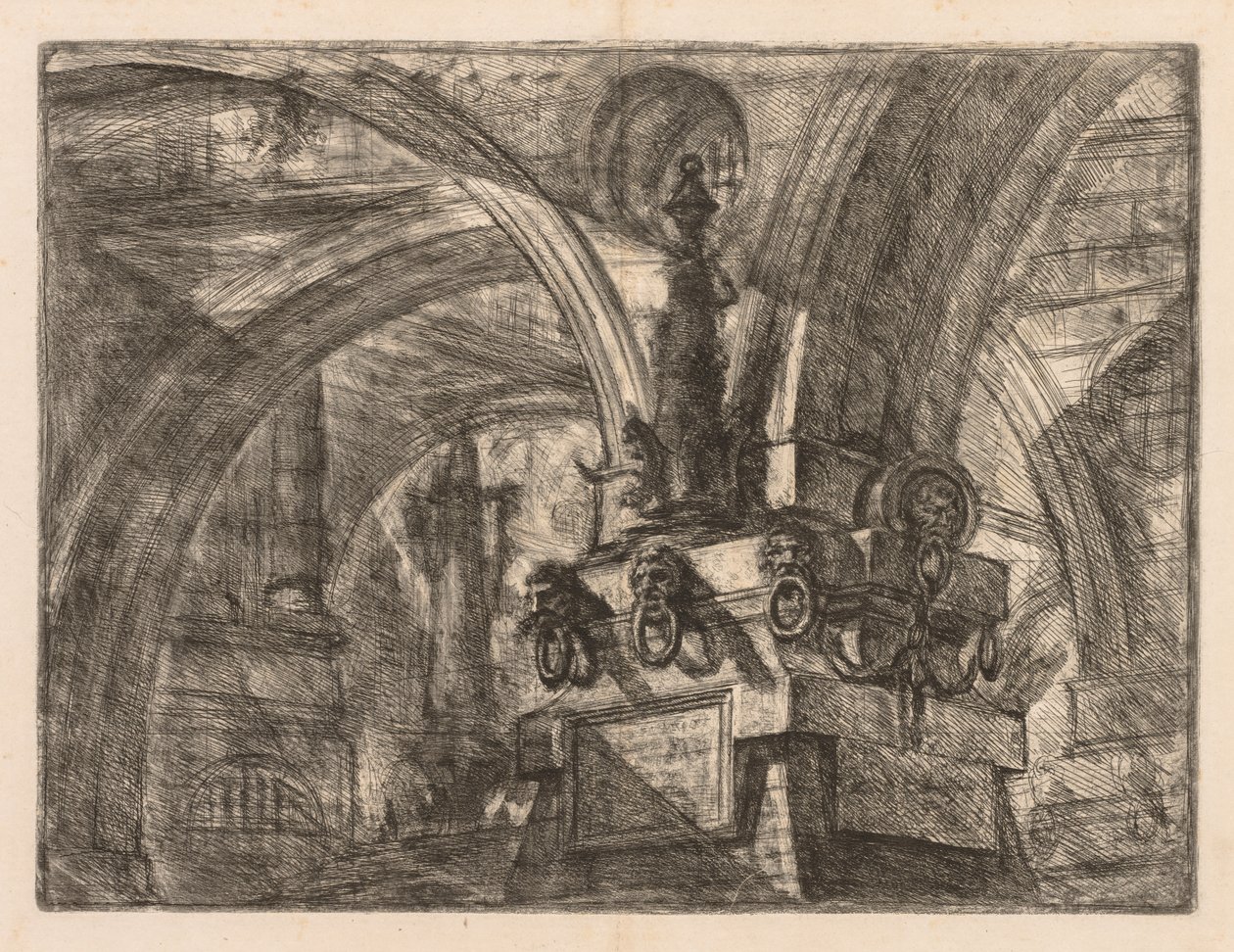 As prisões: arcos redondos que saltam de uma coluna quadrada de Giovanni Battista Piranesi